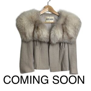 Vintage Elegant Blazer with Large Fox Fur Collar